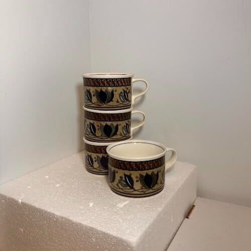 Set of 4 Mikasa Intaglio ARABELLA Demitasse Espresso Cups